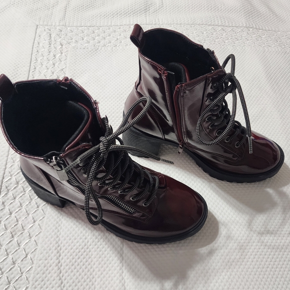 Forever 21 Burgundy Lace-Up Boots - Picture 2 of 9